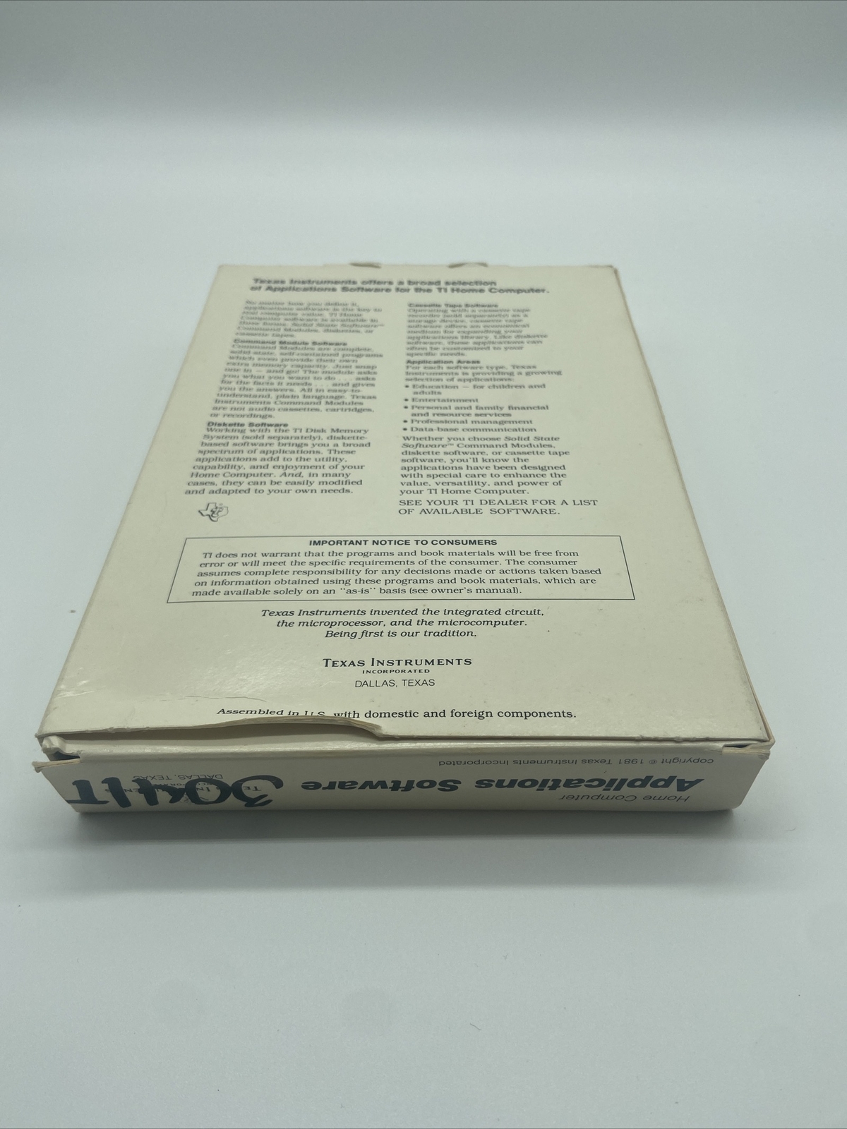 TI99-4a Home Computer Adventure Command Module PHM 3041T