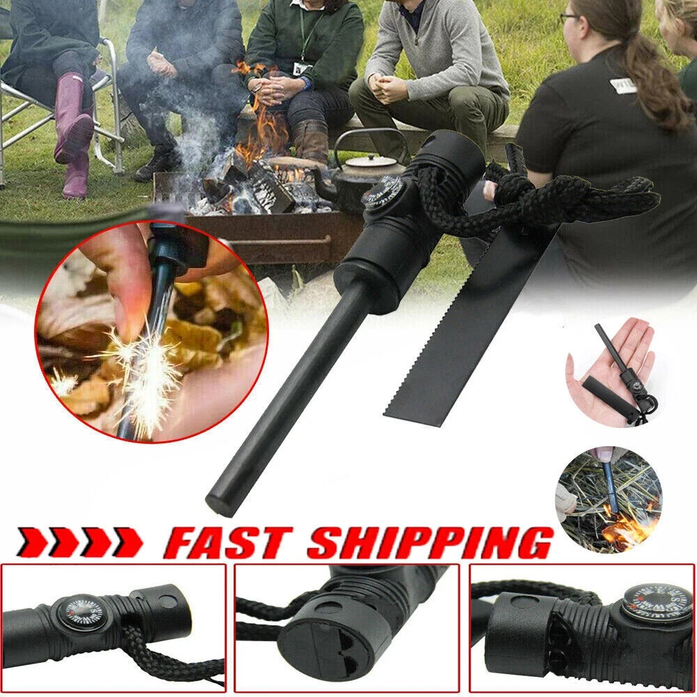 Fire Starter Flint Steel Striker Outdoor Survival Kit Ferro Rod Camping Tool