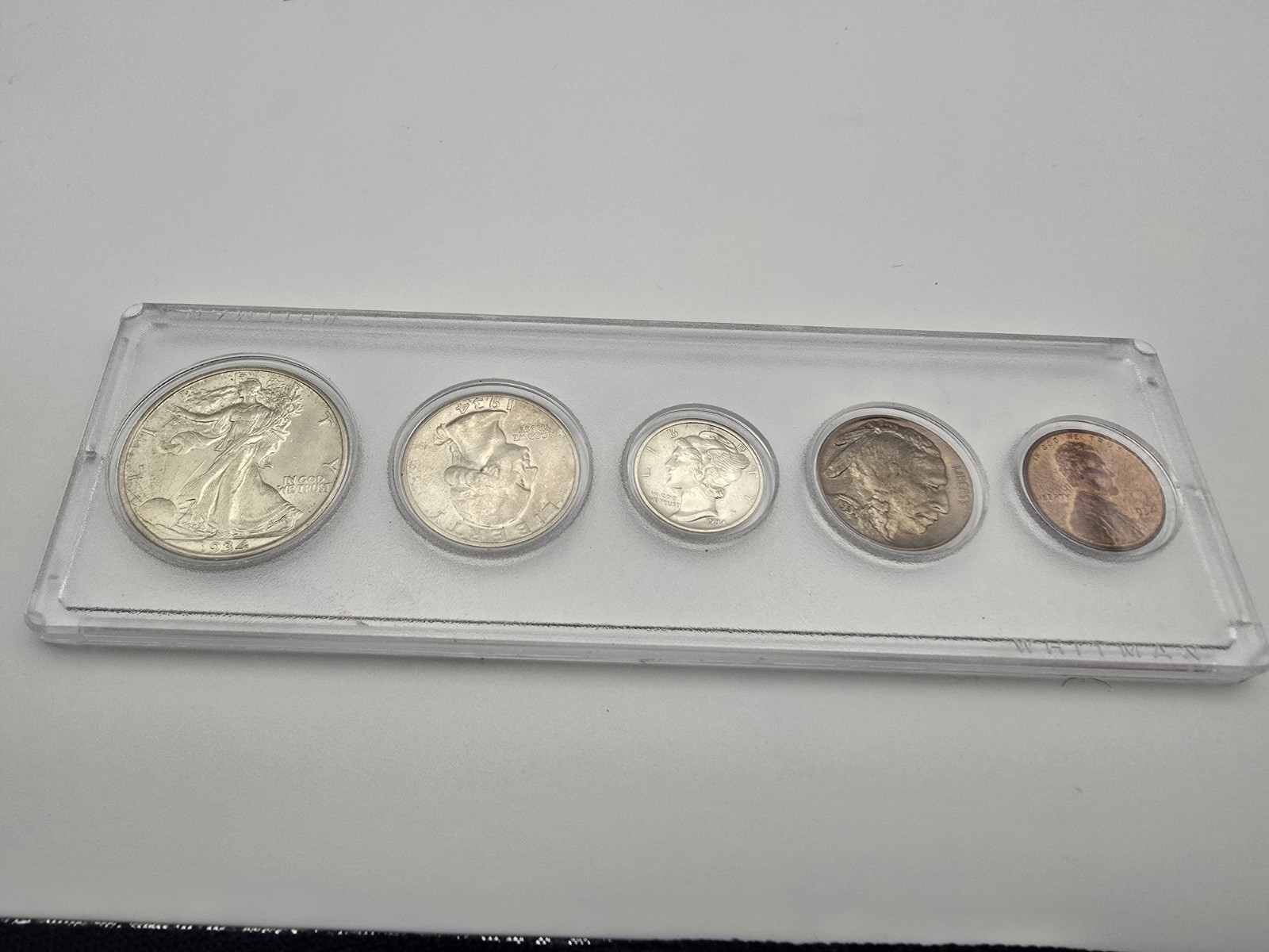 1934 P U.S. Mint Year Set Whitman Holder BU Walking Liberty Silver Half Dime