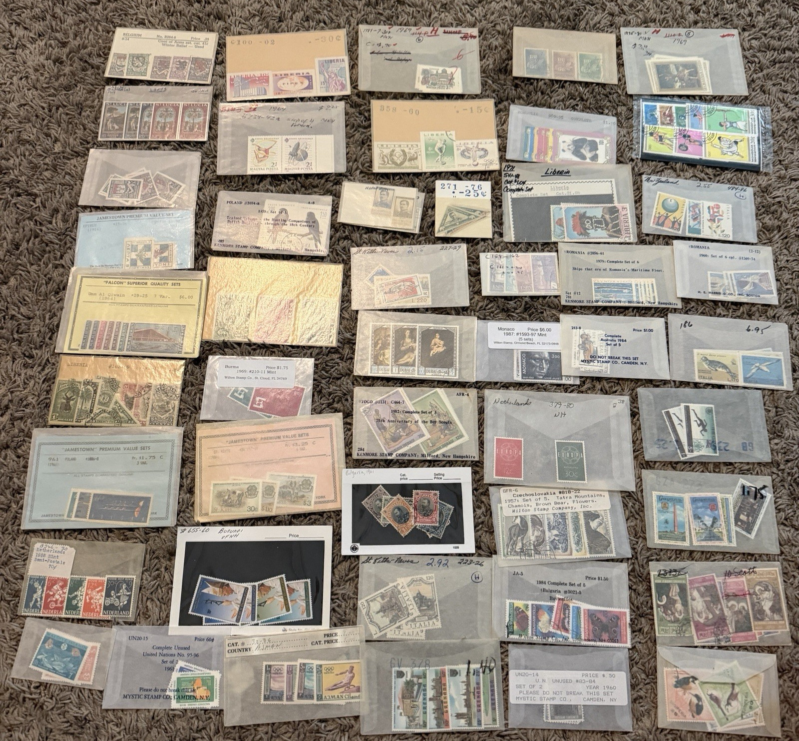 MIXED WORLDWIDE STAMP SETS SHORT SETS HUGE LOT MINT USED TRIANGLES OLYMPICS ETC.