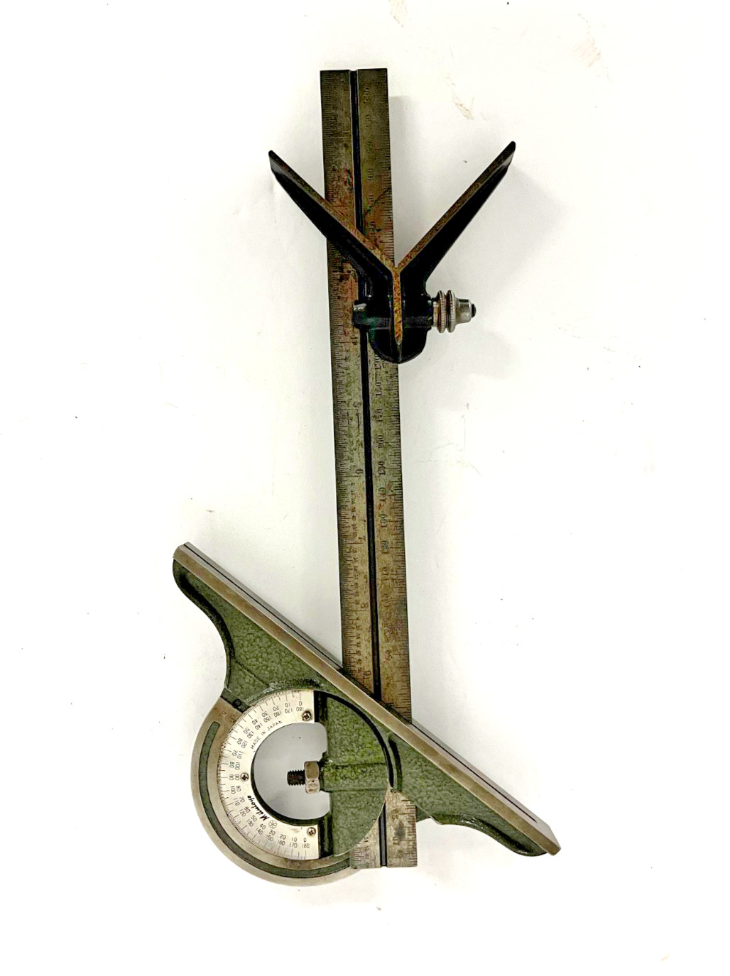 Mitutoyo Precision Protractor w/12" Rule Blade, Plus Center Head.