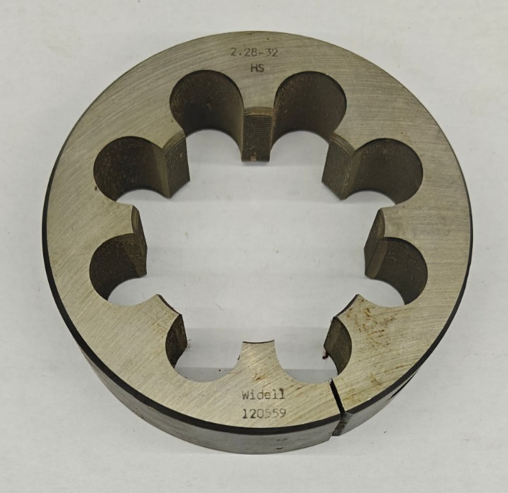 Widell 2.28"-32 Round Screw Adjusting Adjustable Die HSS 4" OD USA