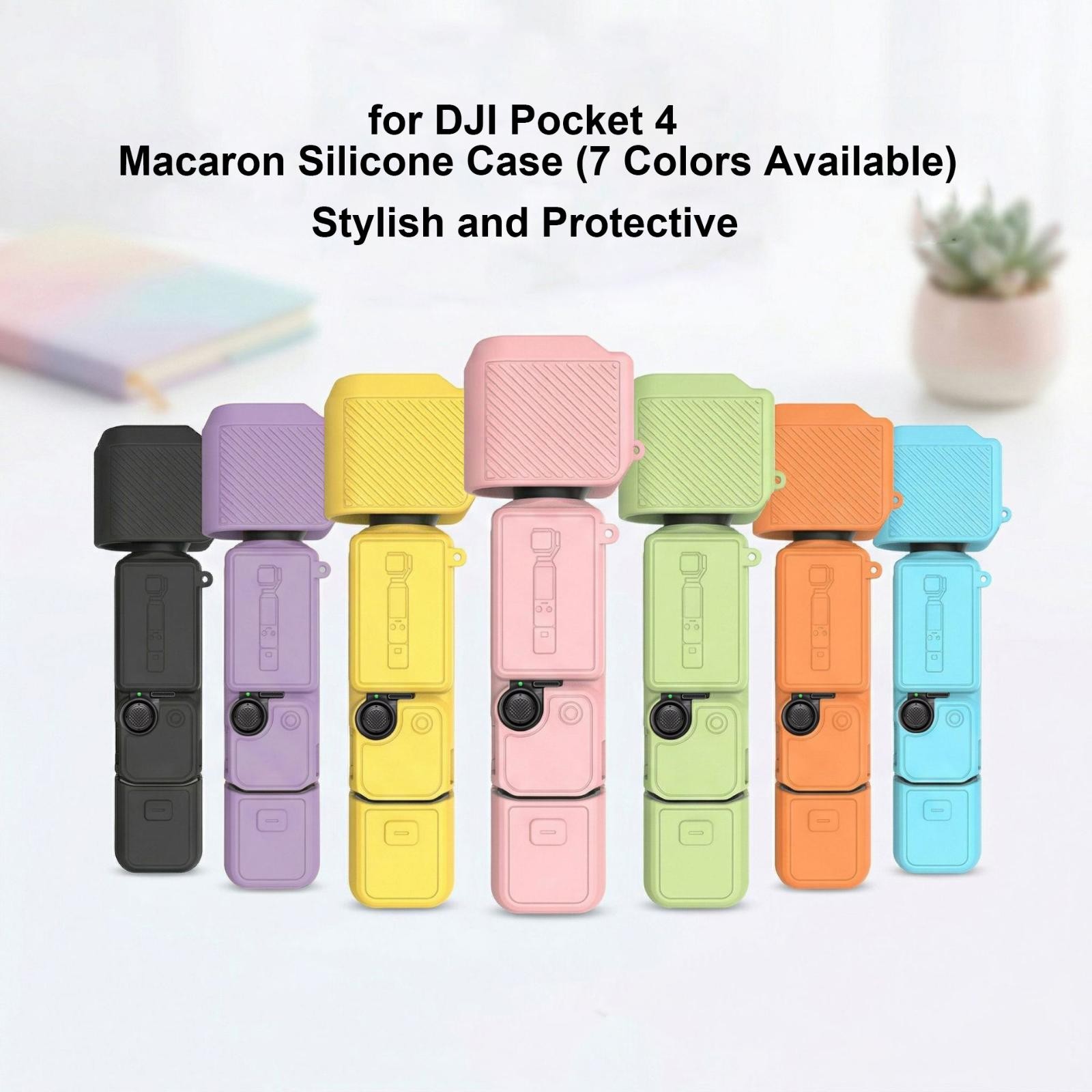 Silicone Case for DJI Pocket 4 with Base Stand and Wrist Strap Shockproof Cover