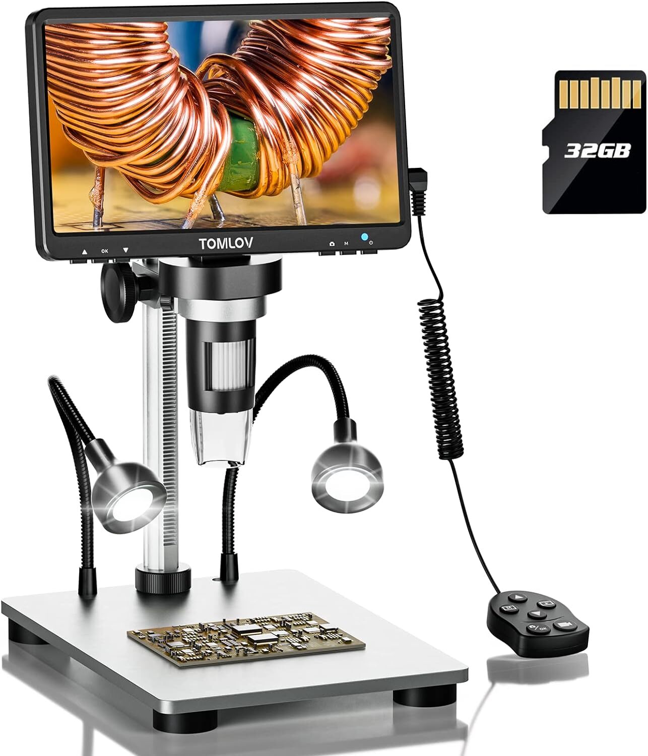 TOMLOV Digital Microscope 1200x-1500X Coin Microscope Soldering Magnifier Remote