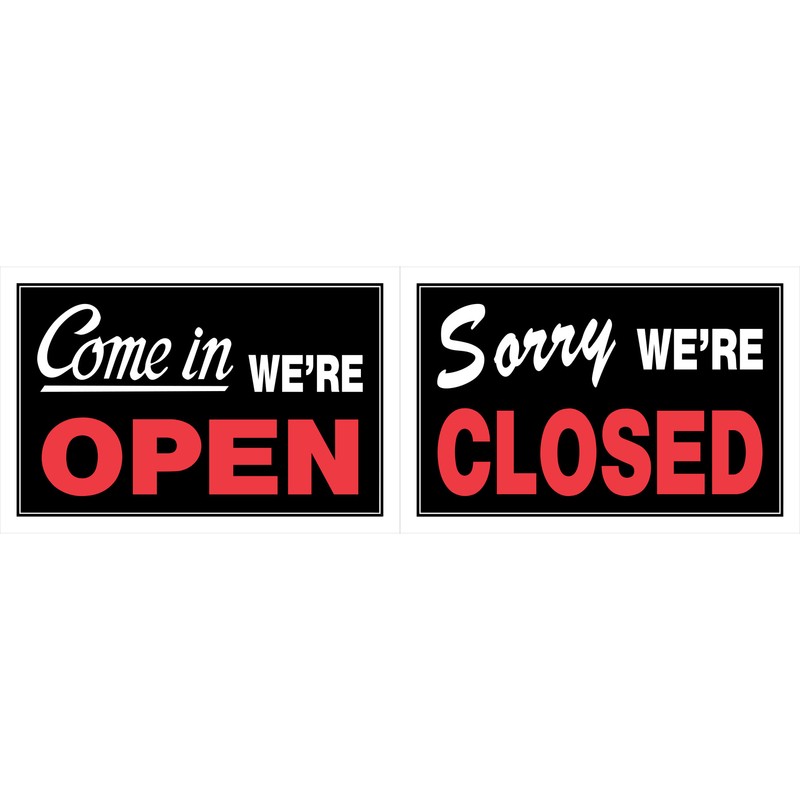 Hillman English Black Open/Close Sign 8 in. H X 12 in. W (6-PACK)