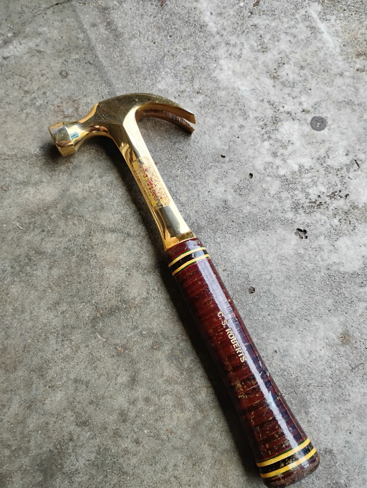 Vintage Estwing 16oz. Claw Stacked Leather Handle Hammer Gold Plated