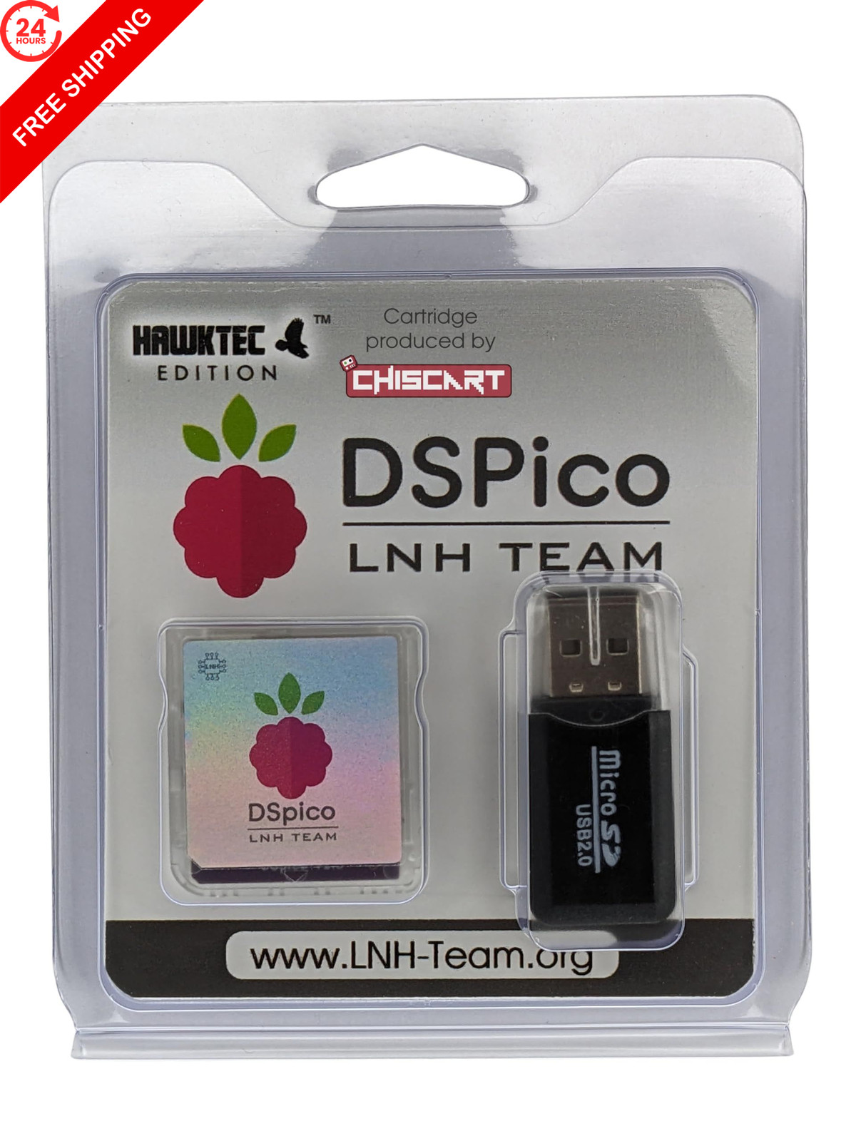 HawkTec DSPico Flash Cart Adapter Card Compatible w/NDS DS DSi Transparent