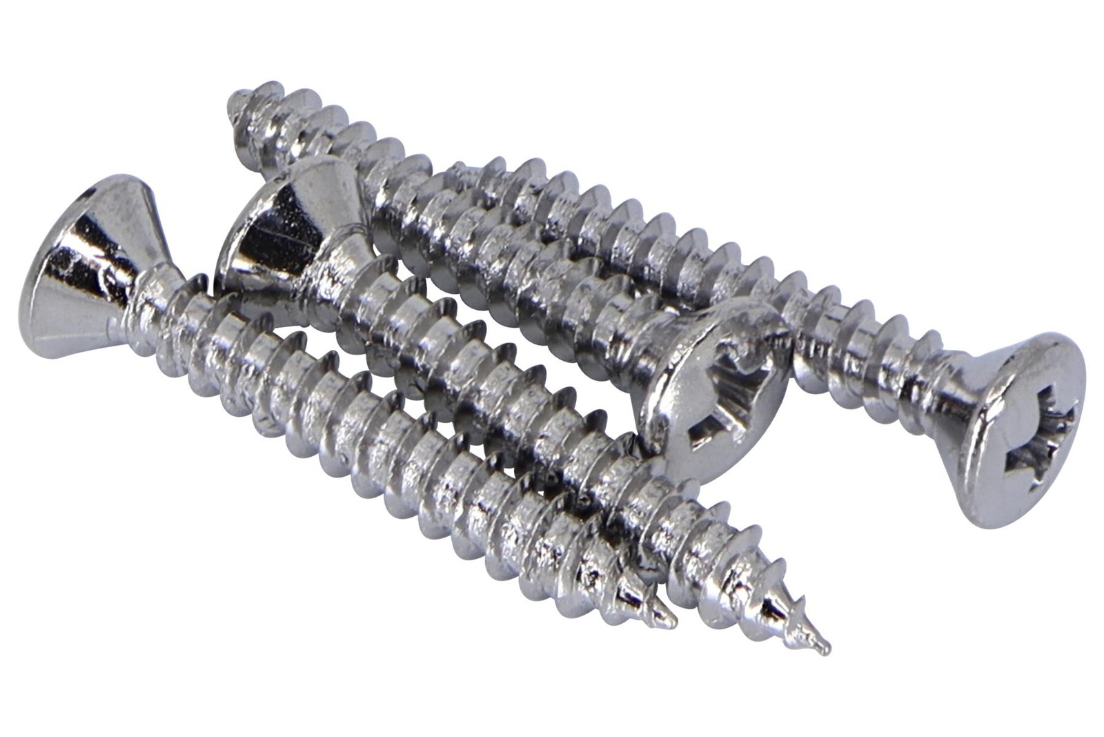 #8 x 1 3/16" (30mm) Guitar Neck Plate mounting screws - set of 4 - Chrome