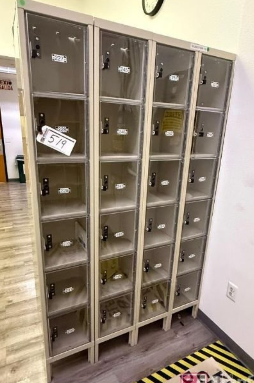 6 Cubby Metal Lockers Employee Storage Gym Home School Clear Door 78x12x12"