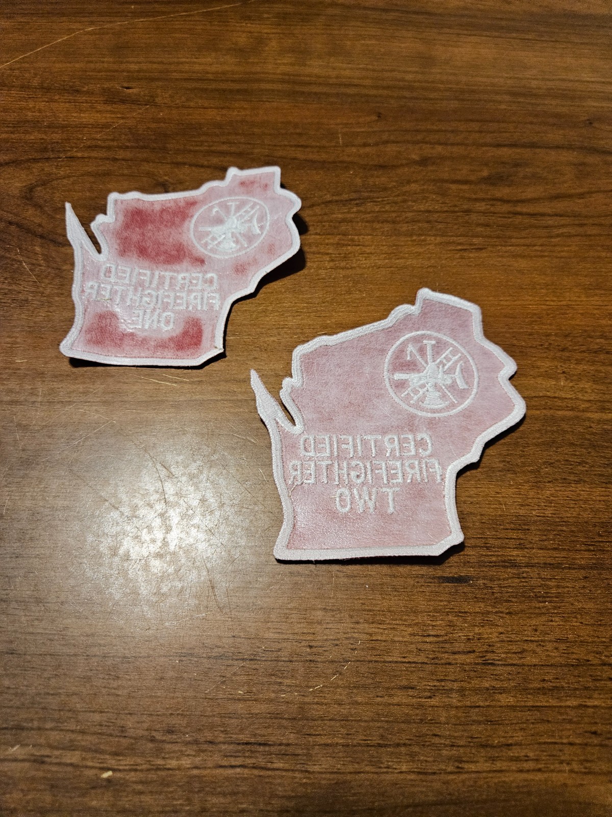 WISCONSIN, CERTIFIED FIREFIGHTER ONE and TWO patches