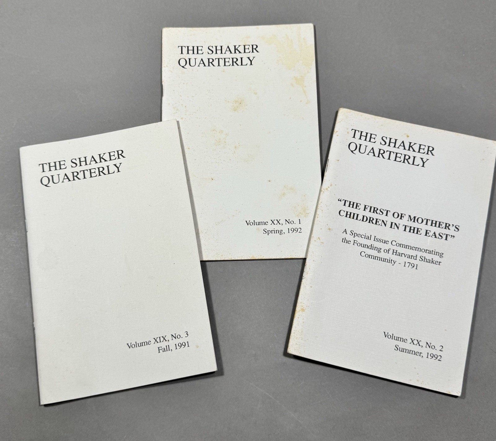 The Shaker Quarterly Bulletin - 1991 & 1992 Shakers Periodical Lot Of 3