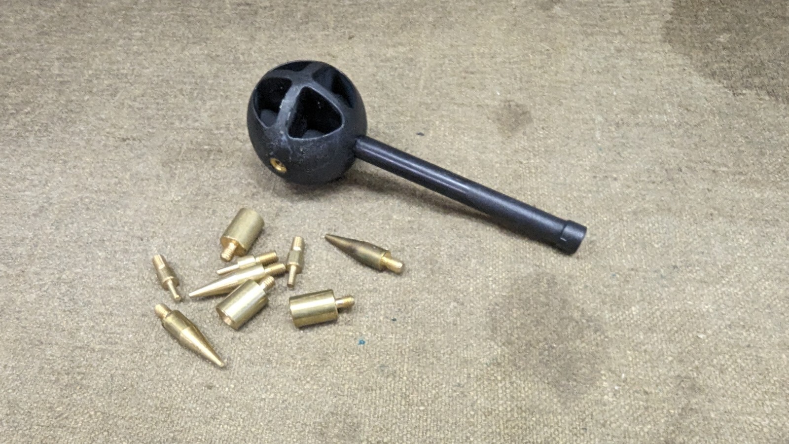 Target Ball Black powder bullet starter seater,  with extra tips