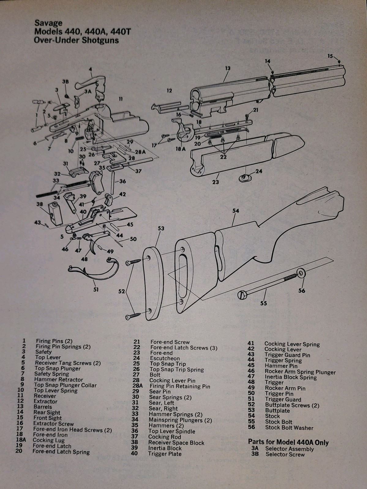 Savage Shotgun Gun Picture Info Page Diagram Sheet Original Vtg