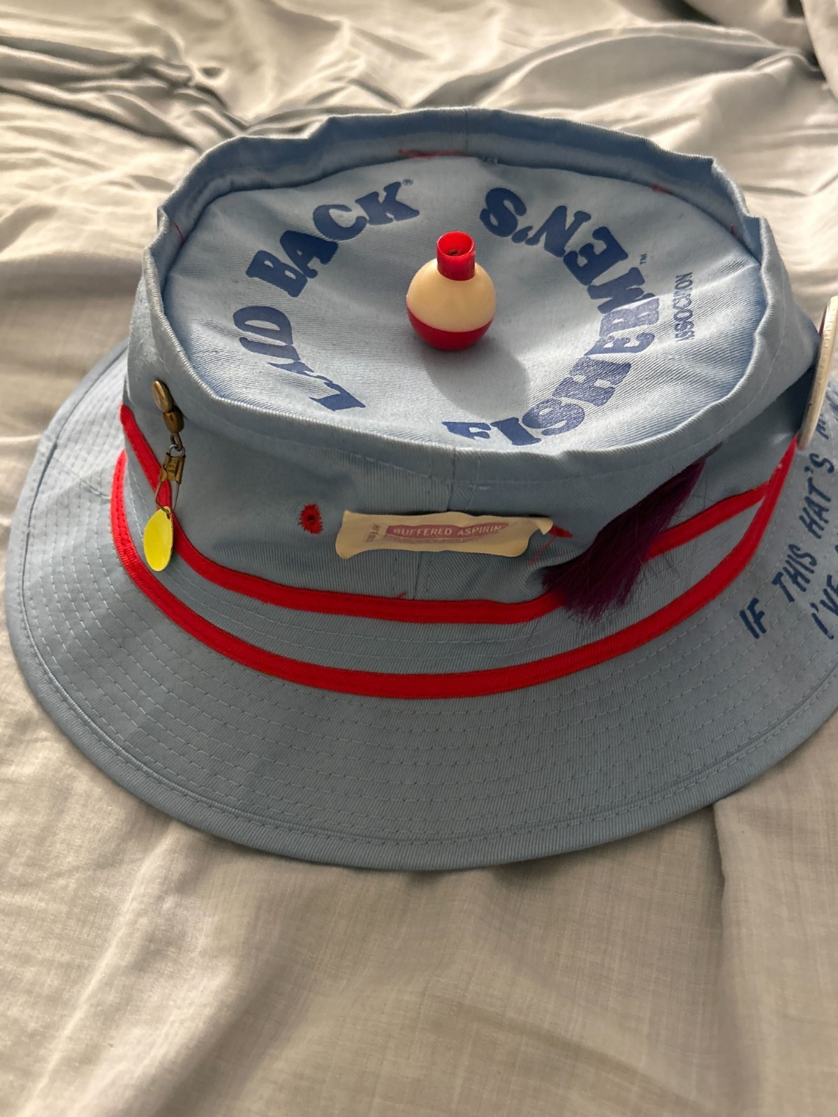 Laid Back Fisherman's Blue Bucket Hat and Survival Kit Novelty New w/ Tags
