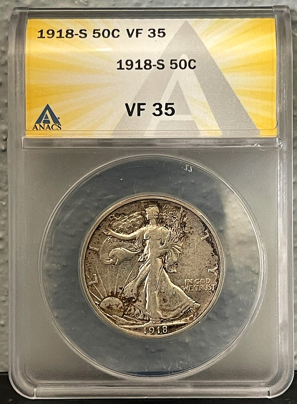 1918-S Walking Liberty Half Dollar ANACS VF35