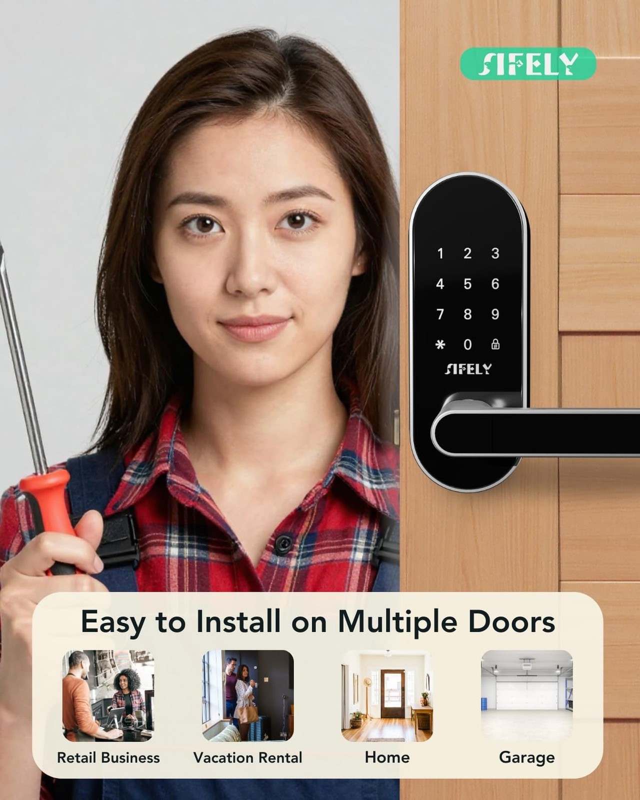 Keyless Entry Keypad Smart Door Lock with Handle & Knob – Digital Deadbolt