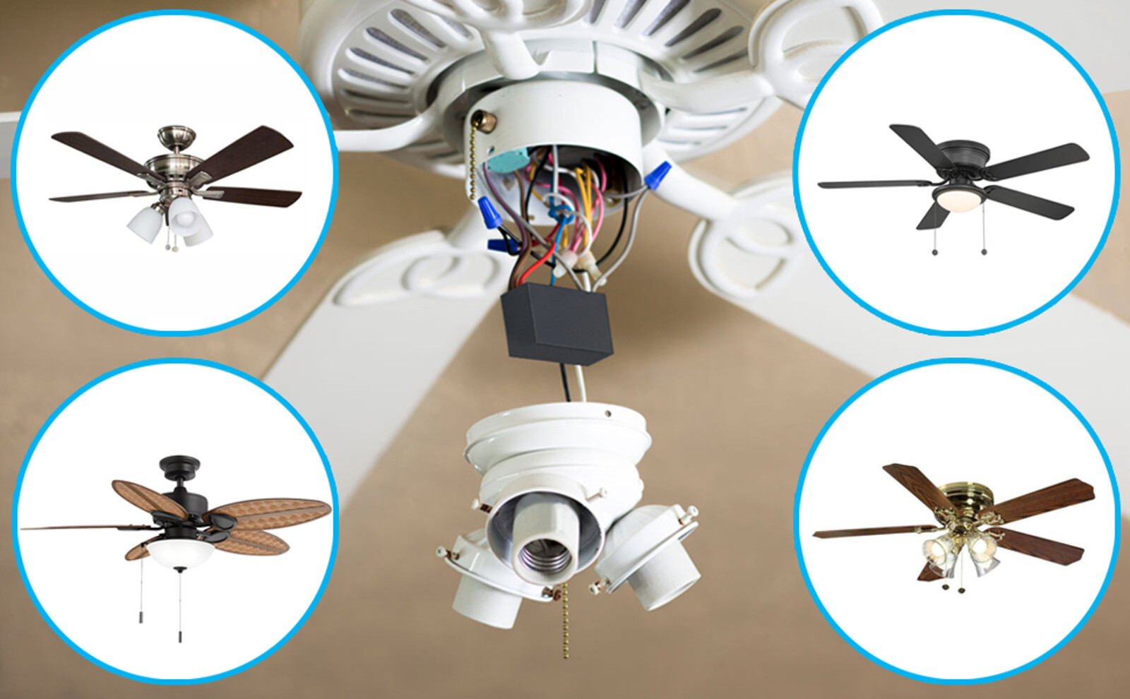HQRP Ceiling Fan Capacitor 250VAC 5uf+5uf 4-Wire CBB61 Replacement