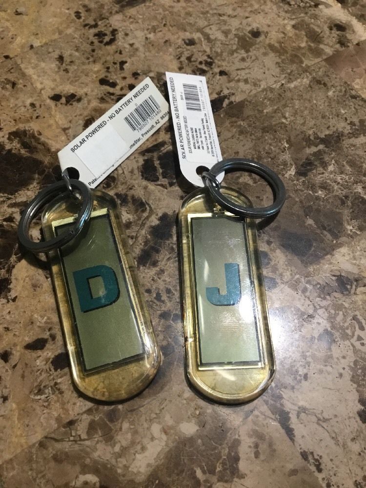 Acrylic Blinking Solar Powered  Key Chain 2.6" Long With Ring, WITH YOUR LETTER