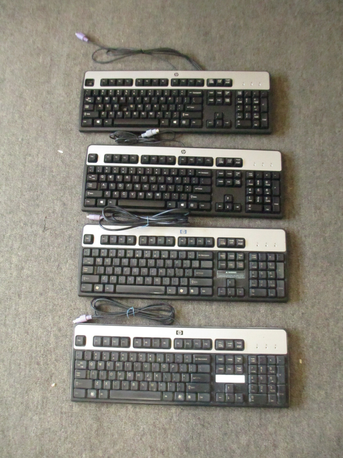 Lot of 4 Hewlett-Packard PS/2 Wired Keyboard KB-0316/SK-2880 Used