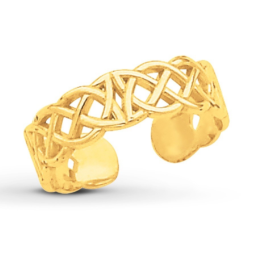 Adjustable Celtic Weave Design Toe Ring Real Solid 14K Yellow Gold