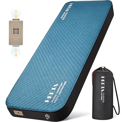 Self Inflating Sleeping Pad with Electric Pump, 4" Ultra Thick Memory Single