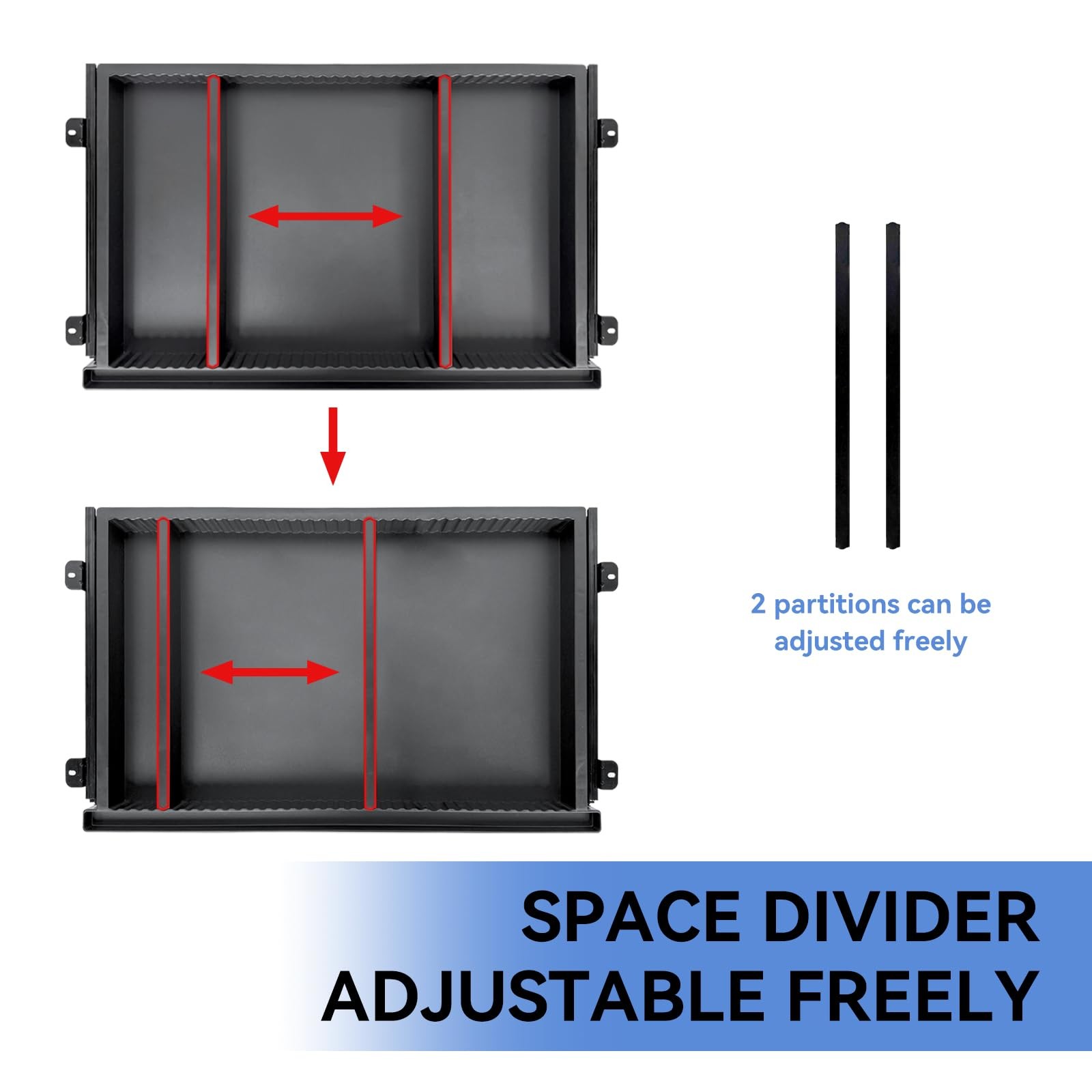 Under Desk Drawer Storage, Black With Adjustable Space Divider, Hidden Slide ...