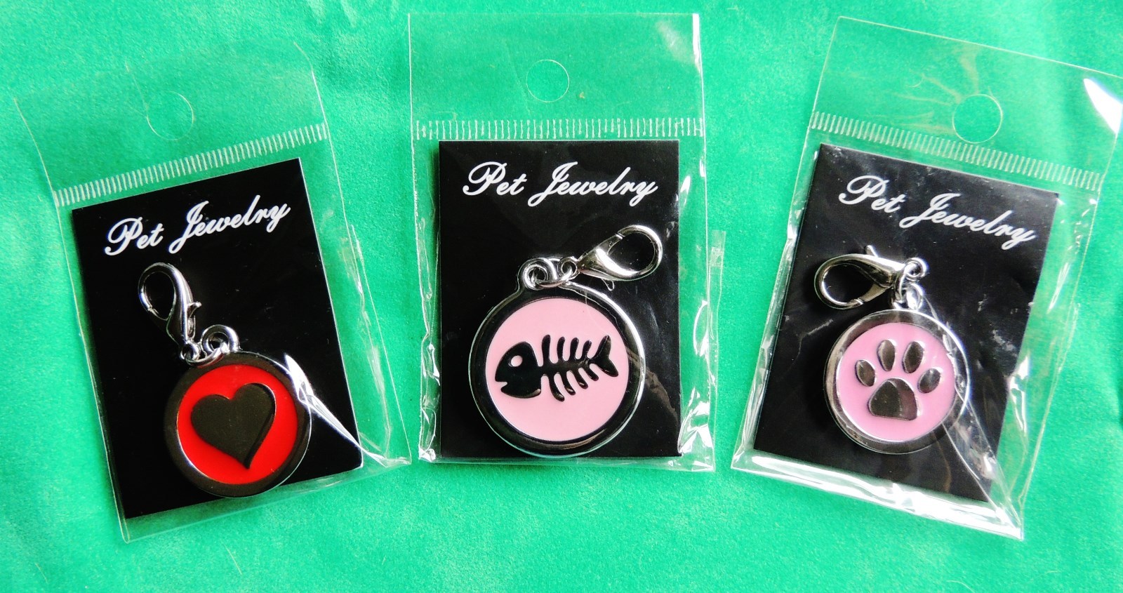 Adorable Dog Collar Fashion Charms Heart, Paw Print, Fish Skeleton or Dog Bone