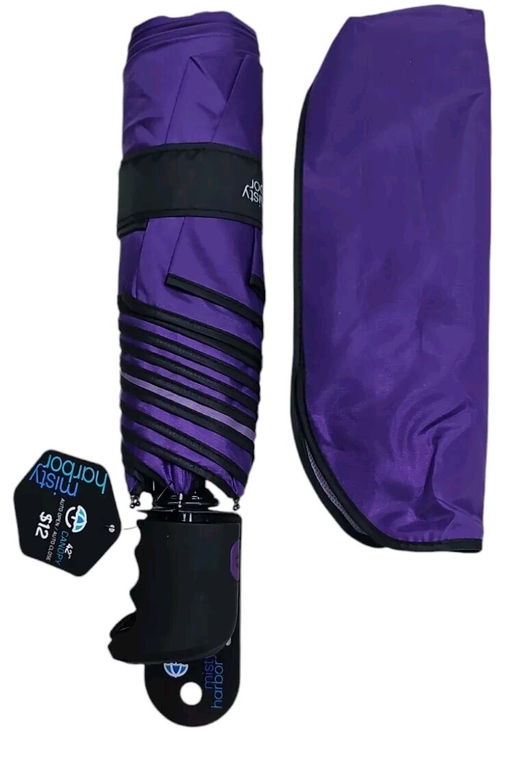 Umbrella Misty Harbor Purple 42 Inch  Auto Open Fiberglass Ribs.