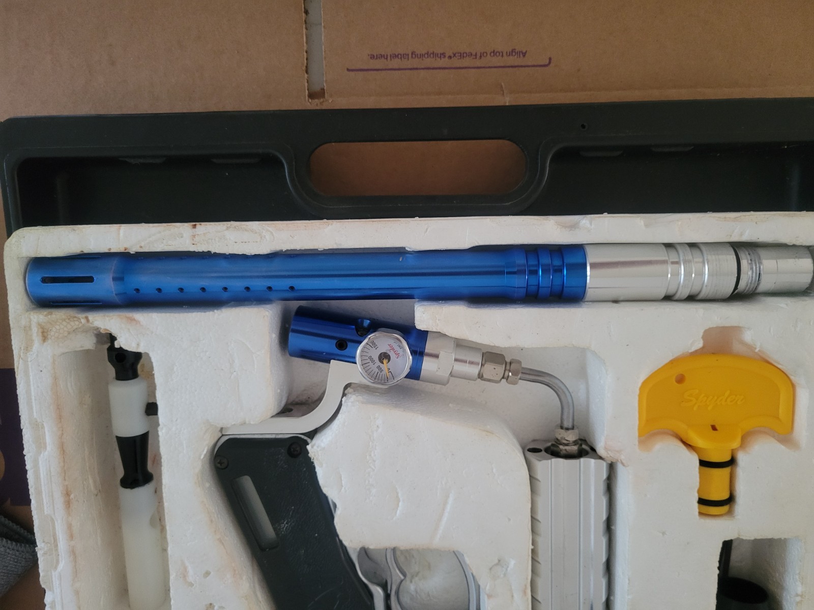 Spyder AMG Classic E Paintball Marker w/Case Blue Untested VTG Kingman