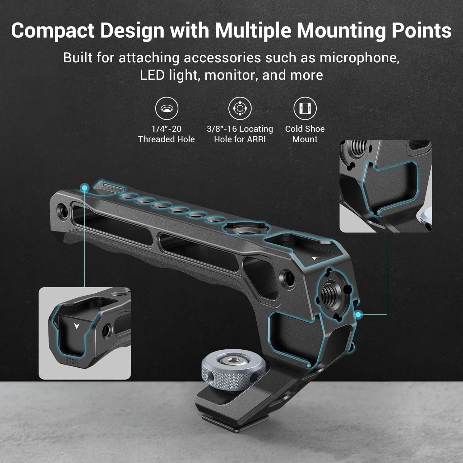 SmallRig Lightweight Top Handle, Grip for DSLR Camera Cage, Universal Handle wit