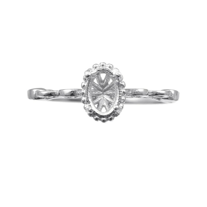 Semi Mount Ring Stone Setting Size 7X5 MM Oval Shape 925 Sterling Silver Ring