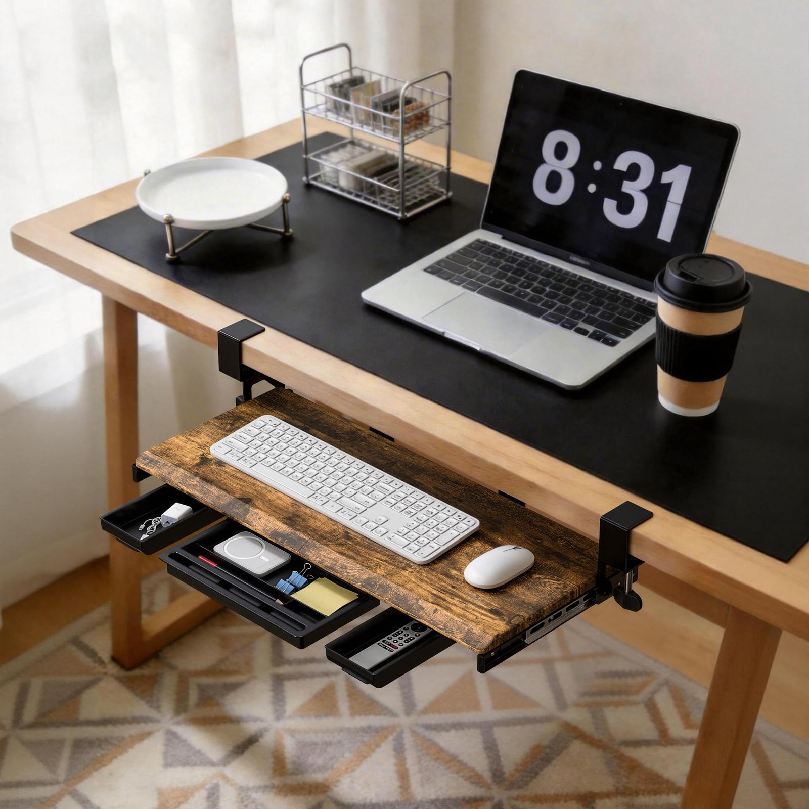 Keyboard Tray Under Desk, Pull Out Keyboard & Tray with -clamp, Ergonomic Des...