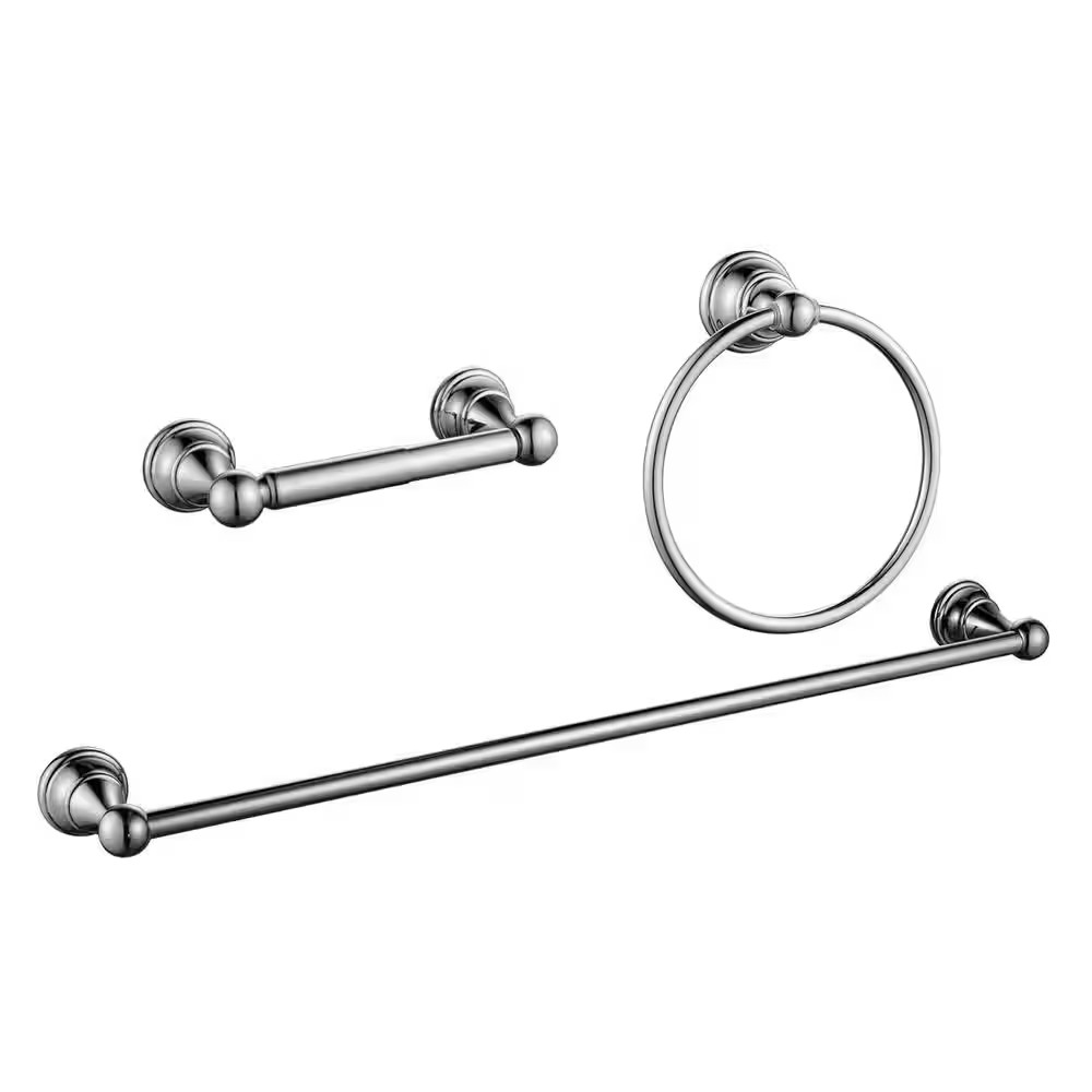 3-Piece Bath Hardware Set with Towel Bar, Towel Ring, Toilet Paper Holder Bathro