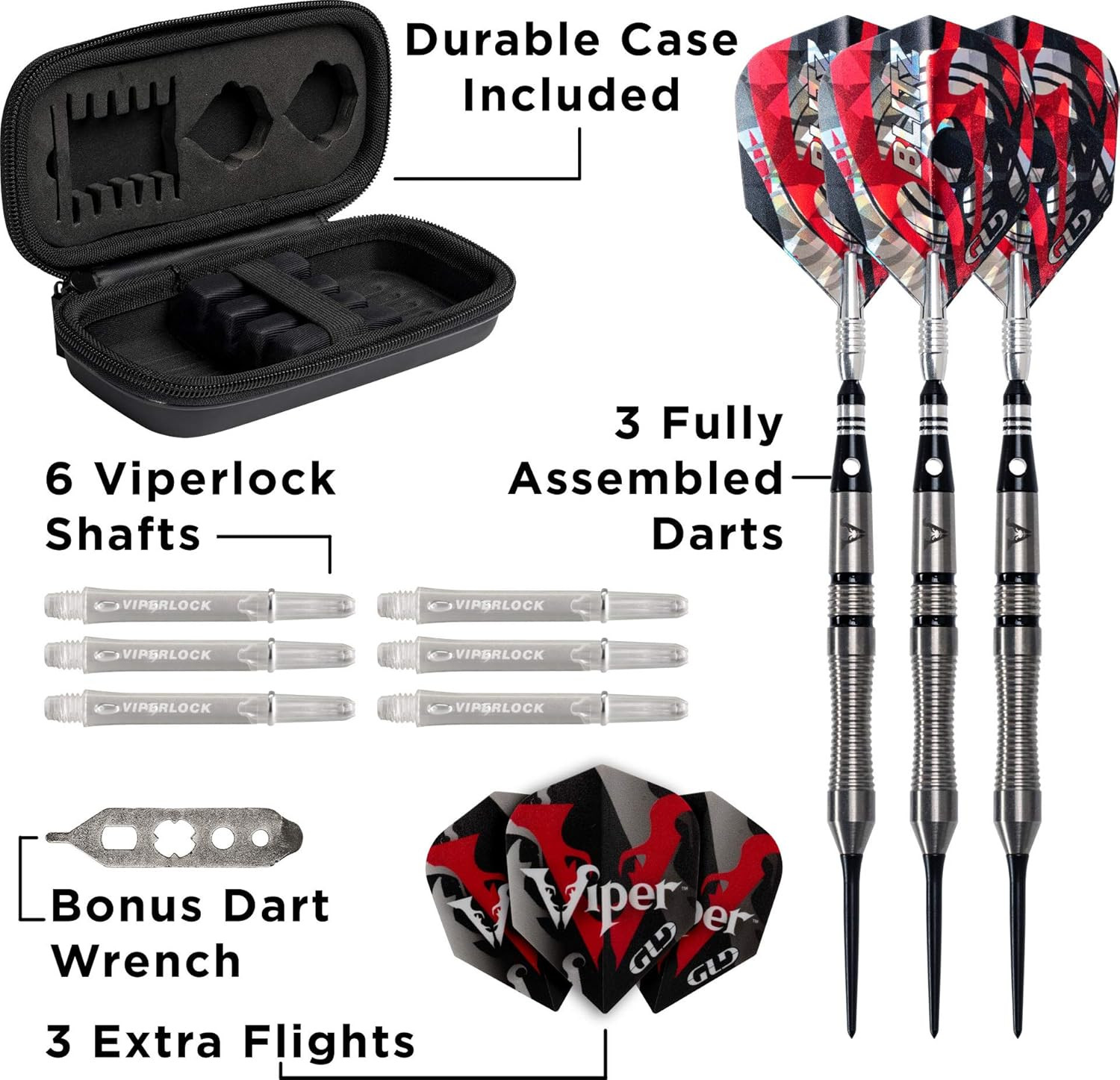 Blitz 95% Tungsten Steel Tip Darts with Storage/Travel Case
