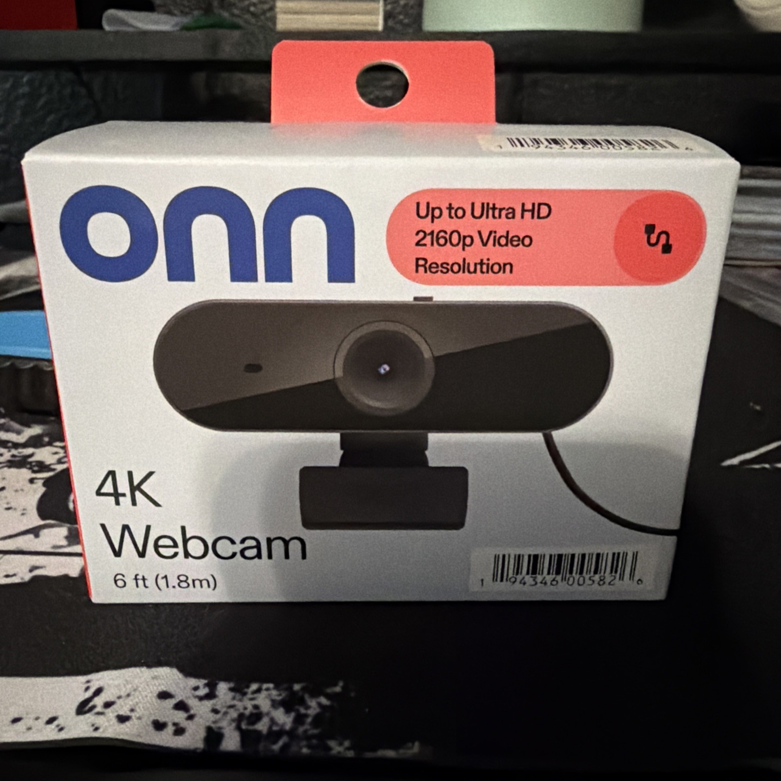 Onn 4K Webcam USB Ultra HD 2160p Dual Microphones Auto-Focus Privacy Cover