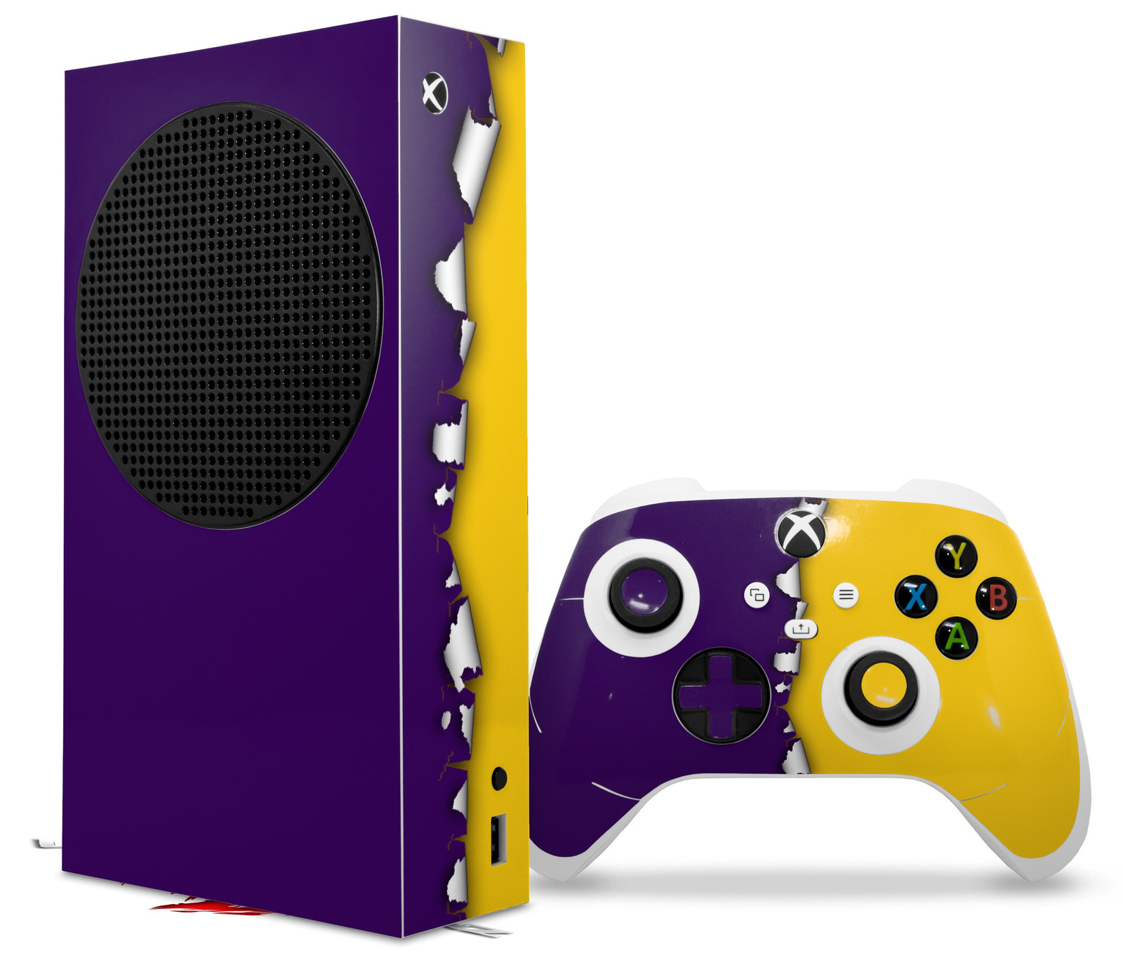 Skin Wrap for XBOX Series S Console Controller Ripped Colors Purple Yellow