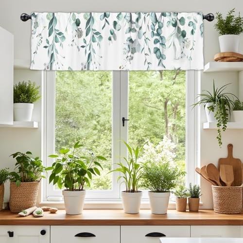 54x18Inch Eucalyptus Watercolor Window Treatments Green Green Eucalyptus Leaves