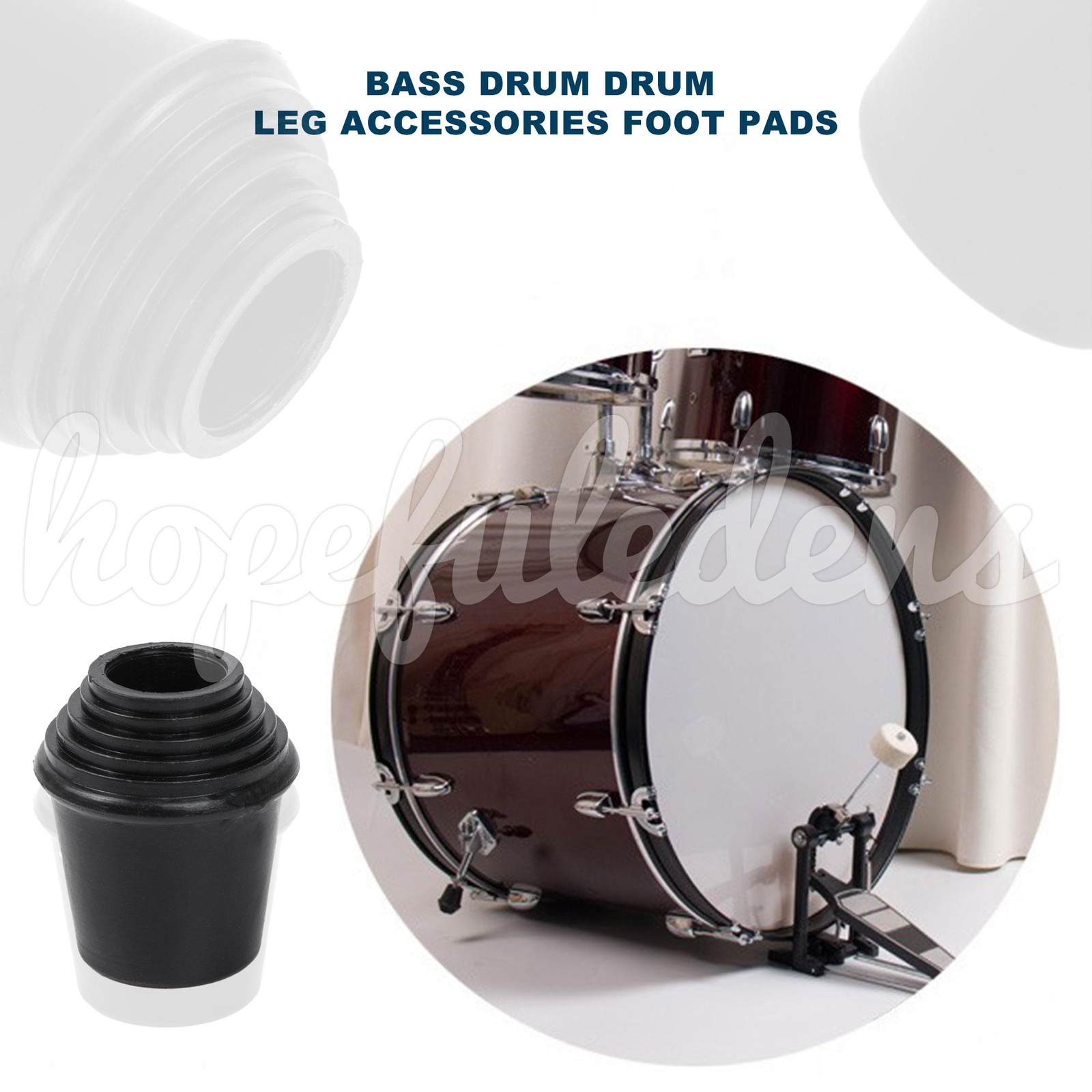 20pcs Black Rubber Bass Drum Threaded Feet Cap Replacement for Gretsch