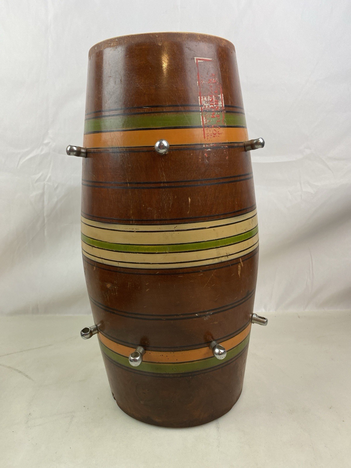 Vintage Drum Shell Wood Striped Japan Project Parts Repair Primitive Decor