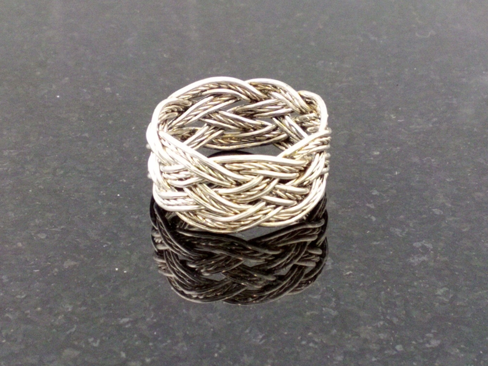 Size 7 Silver-plated / Silver-plated Twist Wire Turks Head Knot Ring Hand Tied