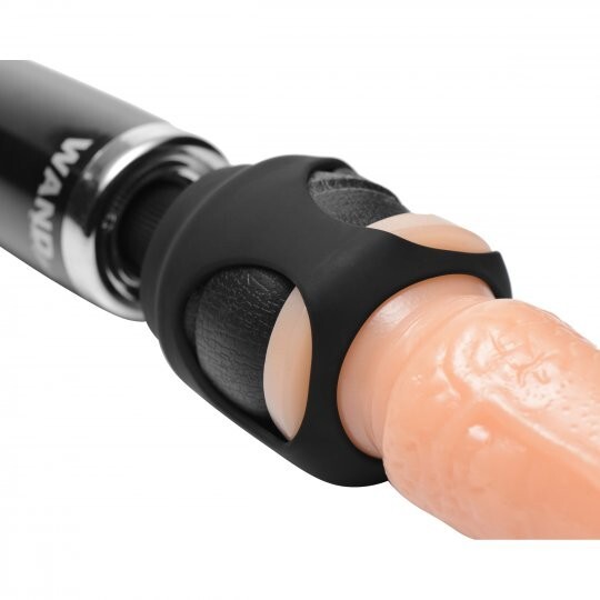 Strap Cap Vibrating Wand Harness Kit w Dildo Essentials Vibrator Big White Cock