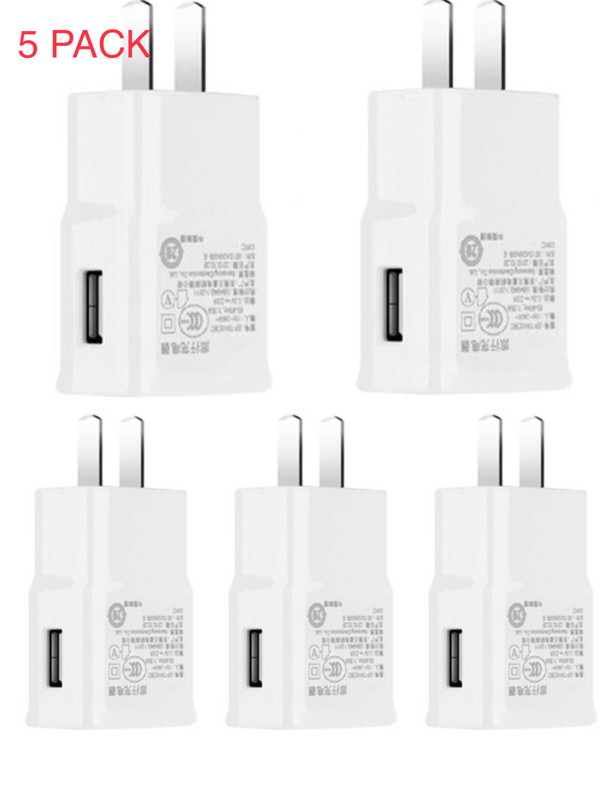 Lot 5 US Plug USB Power Adapter AC Home Wall Charger For Samsung S7 S6 Edge +
