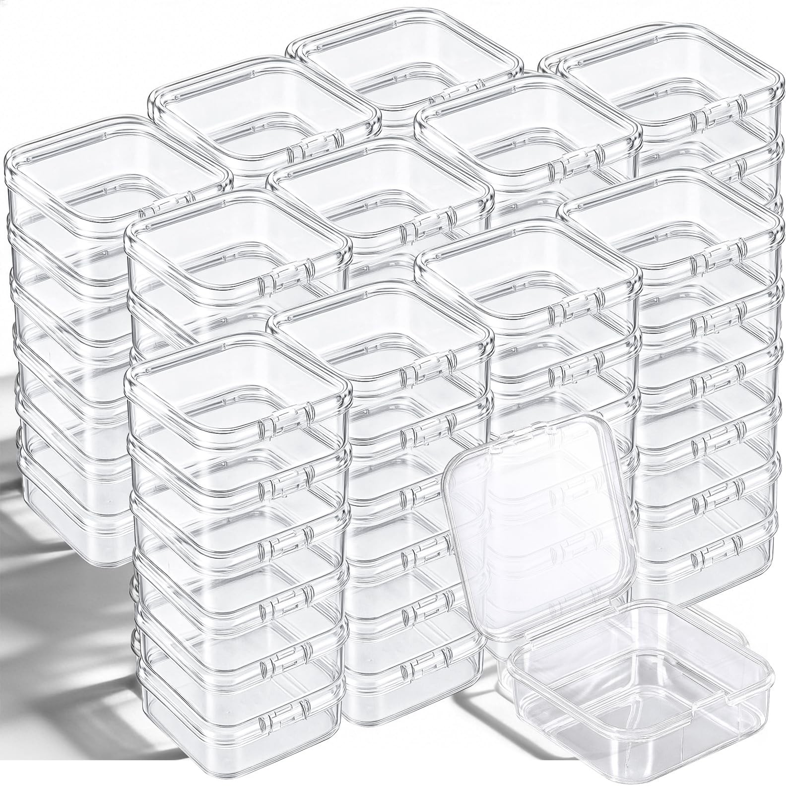 120 Pcs Clear Plastic Beads Storage Containers Box Mini Sizes Rectangular Box...