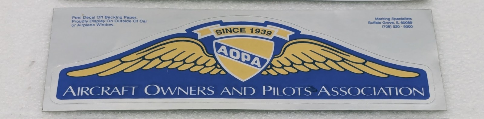Vintage AOPA Wings Silver Sticker / Decal Aircraft Owners & Pilots Association