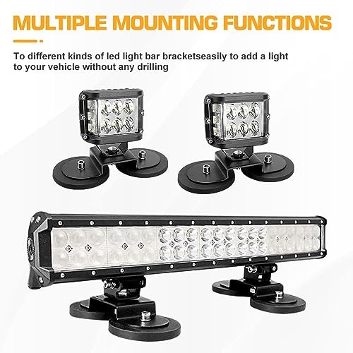 2 Pack Strong Magnet Base Bracket for Light 2 x Magnetic Mount Bracket Black
