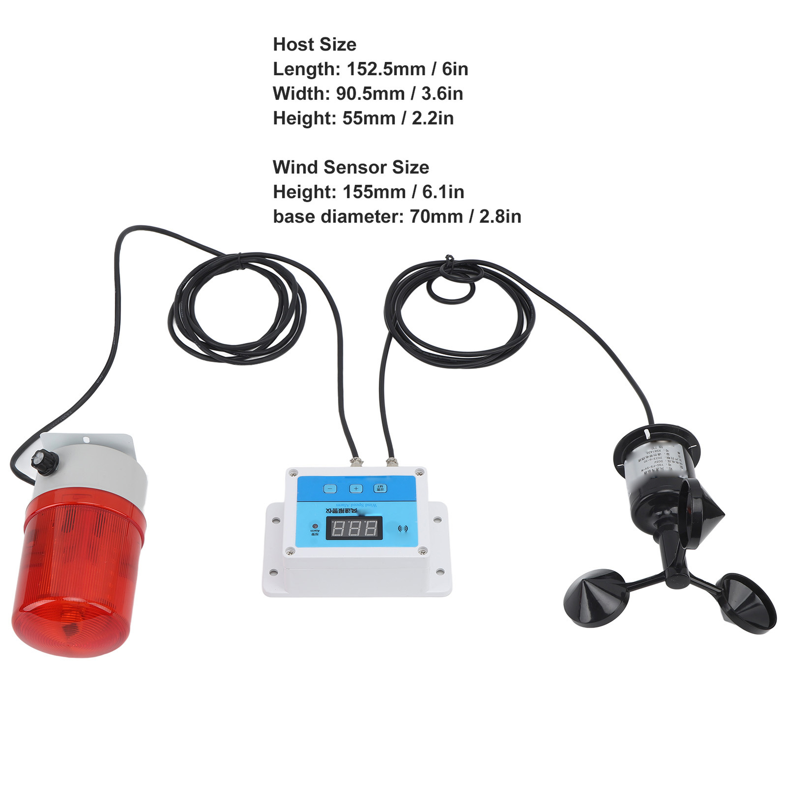 Tower Crane Wind Speed Meter with Alert Light, Wall Mount Wind Anemometer MG