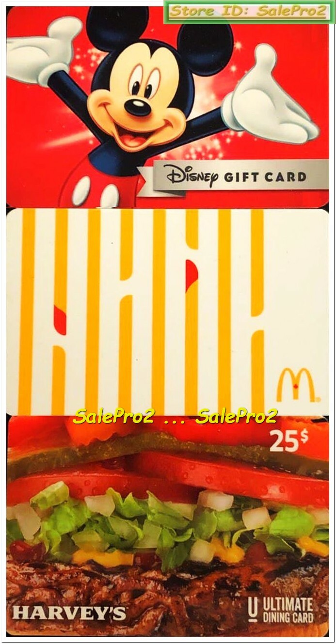 3x HARVEY'S BURGER DISNEY MICKEY MOUSE McDONALD 2019 COLLECTIBLE GIFT CARD LOT