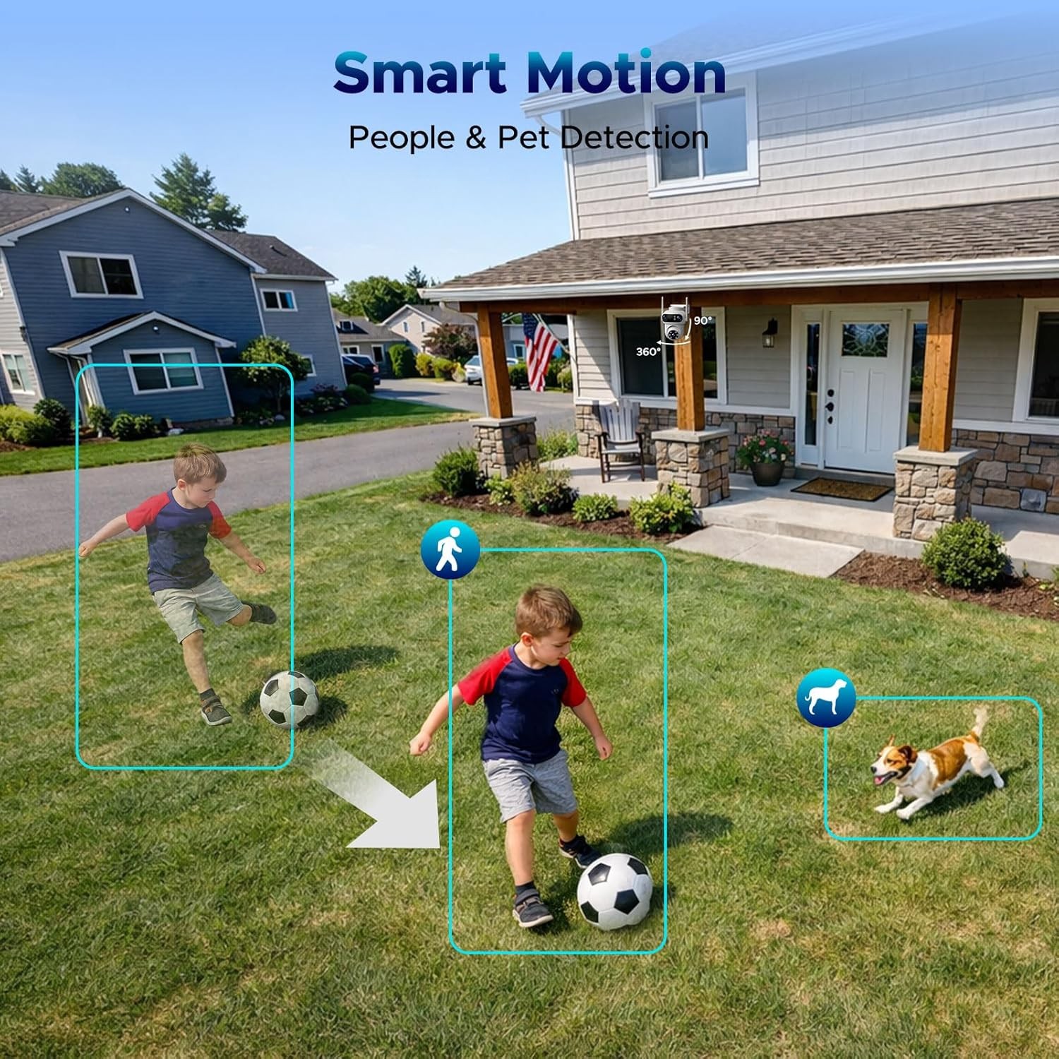 4PCS Security Camera System Wireless Triple Lens Outdoor WiFi Cam Auto Tracking