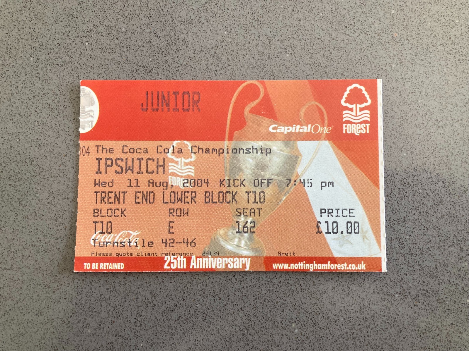 Nottingham Forest v Ipswich Town 2004-05 Match Ticket