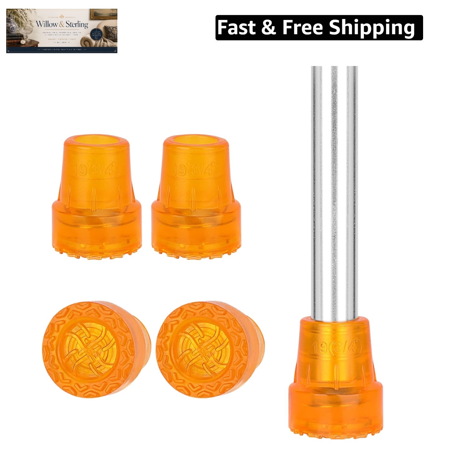 Cane Tips 4-Pack, 3/4 Inch Replacement Feet Caps for Most Walking Canes, Walk...